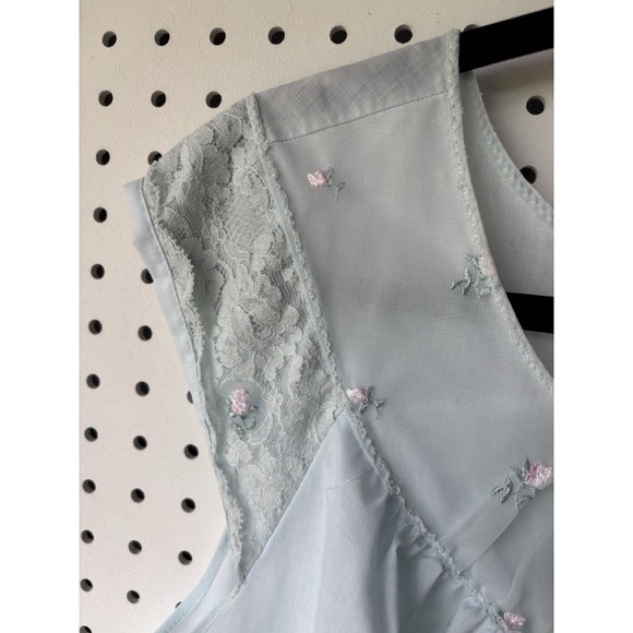 Vintage Sears Perma Prest Night Gown Dress Lace Trim Light Green Size 36-38 - Picture 4 of 8